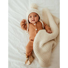 Load image into Gallery viewer, Natural Garter Garter Stitch Knit Blanket: 24" x 24"