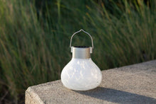 Load image into Gallery viewer, Tea Lantern - 5" Glass Outdoor Solar Lantern - White