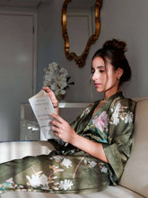 Load image into Gallery viewer, Floral Olive Kimono Robe: Robe Only / Olive green / One Size Fits from S to XL