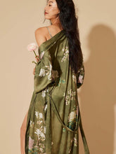 Load image into Gallery viewer, Floral Olive Kimono Robe: Robe Only / Olive green / One Size Fits from S to XL