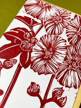 Load image into Gallery viewer, Hollyhock Blockprinted Blank Greeting Card