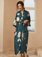 Load image into Gallery viewer, Blooming Anemone Kimono Robe: Olive / One Size Fits from S to XL