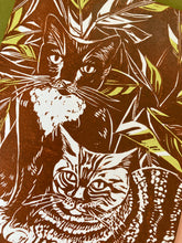 Load image into Gallery viewer, Better Together Two Cats Blockprinted Greeting Card