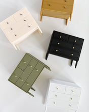 Load image into Gallery viewer, Modern 4-Drawer Miniature Dollhouse Dresser: Olive / Antique Brass (Gold)