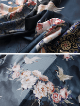 Load image into Gallery viewer, Garden Crane Blue Kimono Robe: Blue / One Size Fits from S to XL