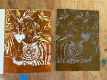 Load image into Gallery viewer, Better Together Two Cats Blockprinted Greeting Card