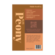 Load image into Gallery viewer, Shido Seeds: Peony Flower Seeds Packet - Plant Seeds, Plant Themed Gifts, Seed Cards
