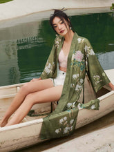 Load image into Gallery viewer, Floral Olive Kimono Robe: Robe Only / Olive green / One Size Fits from S to XL