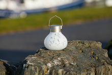 Load image into Gallery viewer, Tea Lantern - 5" Glass Outdoor Solar Lantern - White