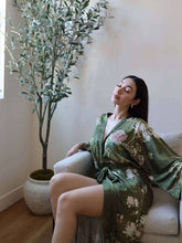 Load image into Gallery viewer, Floral Olive Kimono Robe: Robe Only / Olive green / One Size Fits from S to XL