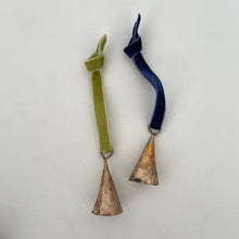 Load image into Gallery viewer, 2" cone brass bell ornament 16 colors of velvet ribbon: Mustard