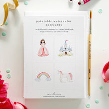 Load image into Gallery viewer, Fairytale paintable watercolor notecard set