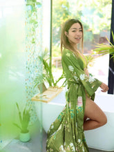 Load image into Gallery viewer, Floral Olive Kimono Robe: Robe Only / Olive green / One Size Fits from S to XL