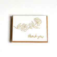 Load image into Gallery viewer, Thank You Card Set - Gold Peony