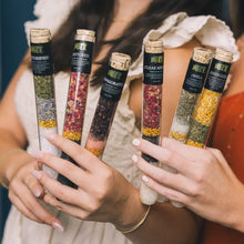 Load image into Gallery viewer, Layered Soaking Bath Salts - Bee Energized - 2 oz Glass Vial