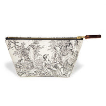 Load image into Gallery viewer, Cream & Coal Toile Zipper Travel Clutch