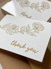 Load image into Gallery viewer, Thank You Card Set - Gold Peony