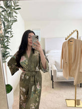 Load image into Gallery viewer, Floral Olive Kimono Robe: Robe Only / Olive green / One Size Fits from S to XL