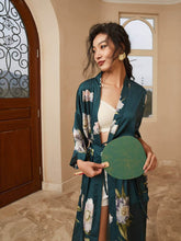 Load image into Gallery viewer, Blooming Anemone Kimono Robe: Olive / One Size Fits from S to XL