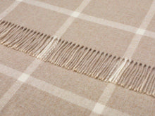 Load image into Gallery viewer, Merino Lambswool Windowpane Beige Throw Blanket: Beige