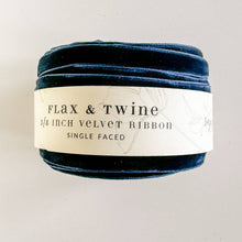 Load image into Gallery viewer, Flax & Twine 3/8" Velvet Ribbon: Sapphire / 30 yards