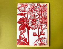 Load image into Gallery viewer, Hollyhock Blockprinted Blank Greeting Card