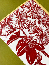 Load image into Gallery viewer, Hollyhock Blockprinted Blank Greeting Card