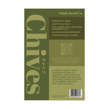 Load image into Gallery viewer, Shido Seeds: Chives Herb Seeds Packet - Herb Garden, Indoor Plant Seeds, Plant Dirt