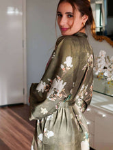 Load image into Gallery viewer, Floral Olive Kimono Robe: Robe Only / Olive green / One Size Fits from S to XL