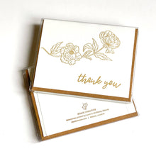 Load image into Gallery viewer, Thank You Card Set - Gold Peony