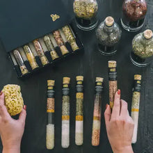 Load image into Gallery viewer, Layered Soaking Bath Salts - Bee Energized - 2 oz Glass Vial