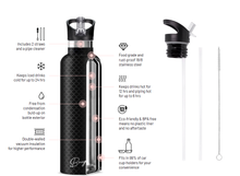 Load image into Gallery viewer, MALIE | 25 oz Insulated Water Bottle Flip' n' Sip Lid: Black / No Tube