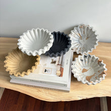 Load image into Gallery viewer, Kyma - Ruffle Bowl | Scallop Bowl | Ripple Bowl : Black Fusion Marble