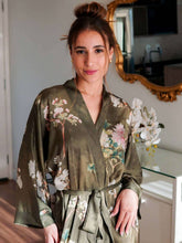 Load image into Gallery viewer, Floral Olive Kimono Robe: Robe Only / Olive green / One Size Fits from S to XL