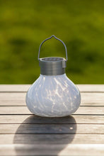 Load image into Gallery viewer, Tea Lantern - 5" Glass Outdoor Solar Lantern - White
