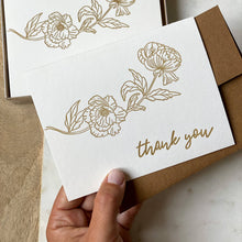 Load image into Gallery viewer, Thank You Card Set - Gold Peony