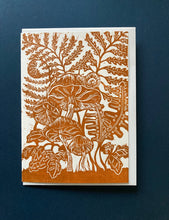 Load image into Gallery viewer, Mushroom and Ferns Blockprint Greeting Card