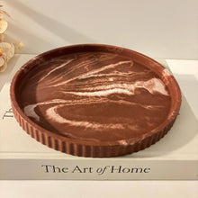 Load image into Gallery viewer, Joma - Concrete Fluted Tray | Round Concrete Tray: Black fusion marble