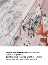 Load image into Gallery viewer, Folding Fan Kimono Robe: Champagne / One Size Fits from S to XL