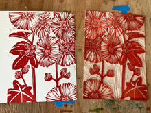 Load image into Gallery viewer, Hollyhock Blockprinted Blank Greeting Card