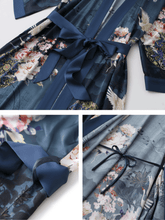 Load image into Gallery viewer, Garden Crane Blue Kimono Robe: Blue / One Size Fits from S to XL