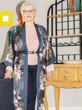 Load image into Gallery viewer, Garden Crane Blue Kimono Robe: Blue / One Size Fits from S to XL