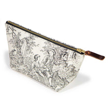 Load image into Gallery viewer, Cream & Coal Toile Zipper Travel Clutch