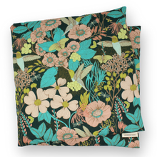 Load image into Gallery viewer, Aromatherapy Large Heat & Cold Wrap: 450 | Dogwood and Hummingbird on Dark Teal / Lavender
