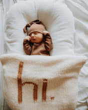 Load image into Gallery viewer, Hi. Hand Knit Baby Blanket Pecan: Pecan