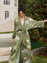 Load image into Gallery viewer, Floral Olive Kimono Robe: Robe Only / Olive green / One Size Fits from S to XL