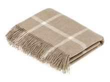 Load image into Gallery viewer, Merino Lambswool Windowpane Beige Throw Blanket: Beige