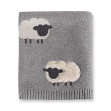 Load image into Gallery viewer, Grey Woolly Lamb 3D Organic Cotton Jacquard Knit baby Blanket