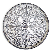 Load image into Gallery viewer, Jaipur Palace Gray and White Inlaid Decorative Round Serving Tray w/ metal Stand