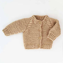 Load image into Gallery viewer, Latte Garter Stitch Cardigan Sweater: 6 to 12 months